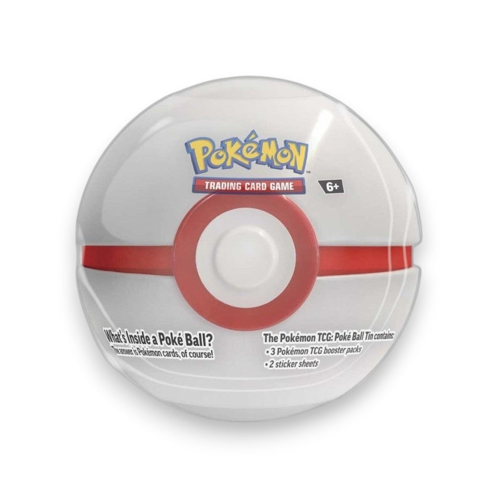 Lowkey Stock factory sealed Pokemon TCG Poke Ball tin featuring a classic red and white design with booster packs