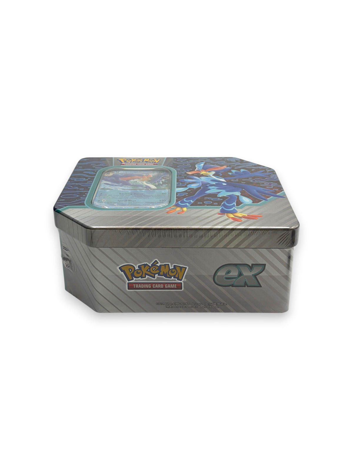 Lowkey Stock Pokemon TCG Paldea Partners Quaquaval ex tin featuring sealed booster packs and collectible metal case