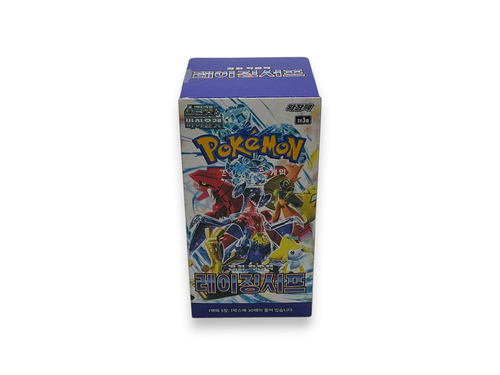 Lowkey Stock sealed Pokemon Raging Surf Scarlet and Violet booster box in Korean language with vibrant character art