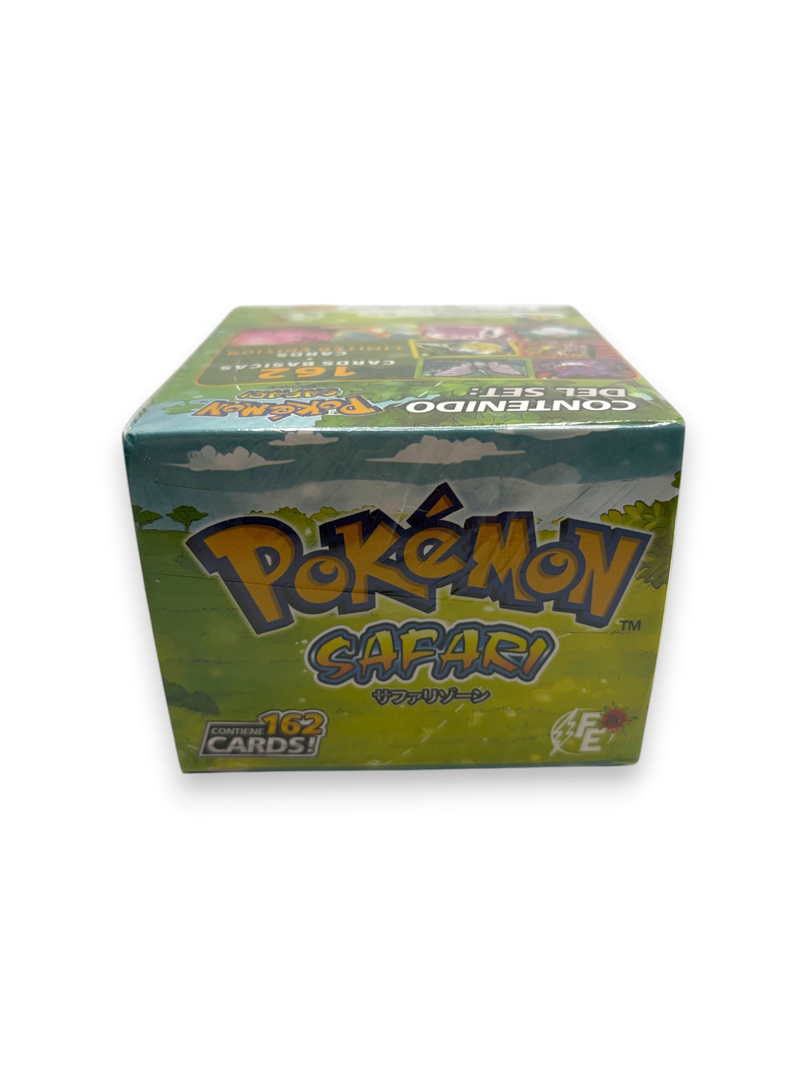 Lowkey Stock Pokemon Safari bootleg trading card box featuring green jungle artwork and 162 card count label