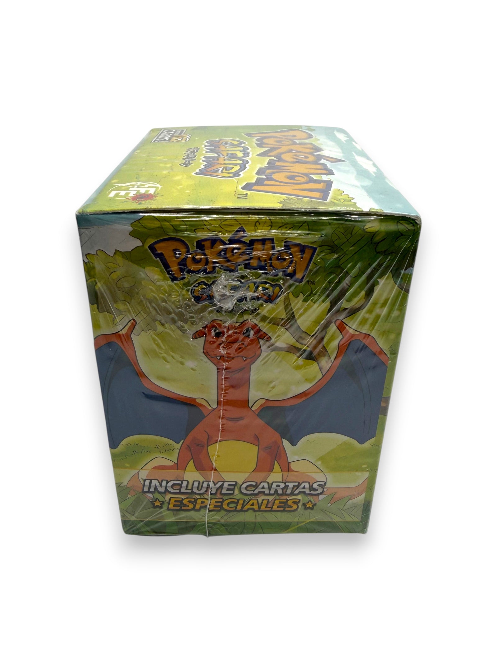 Lowkey Stock Pokemon Safari bootleg trading card box featuring Charizard illustration in shrink-wrapped packaging