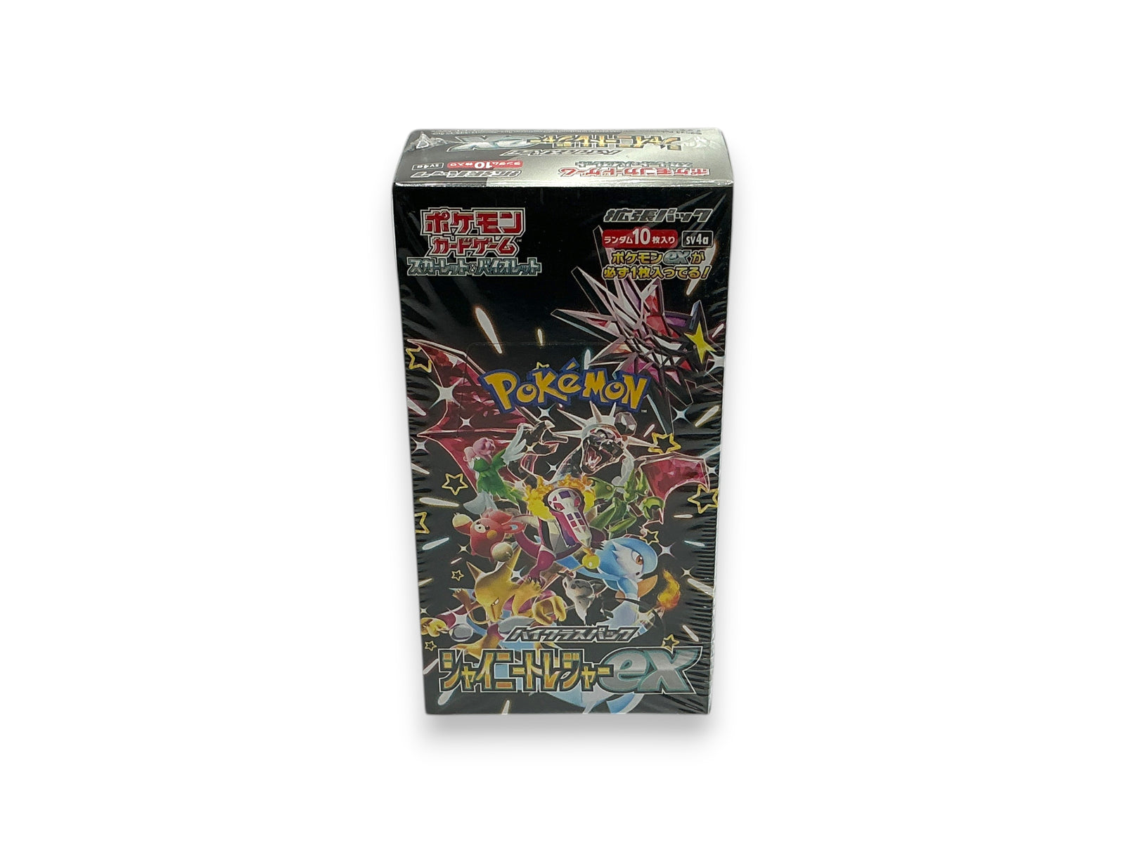 Lowkey Stock Pokemon Japanese SV4a Shiny Treasure EX booster box in sealed plastic packaging with vibrant character art