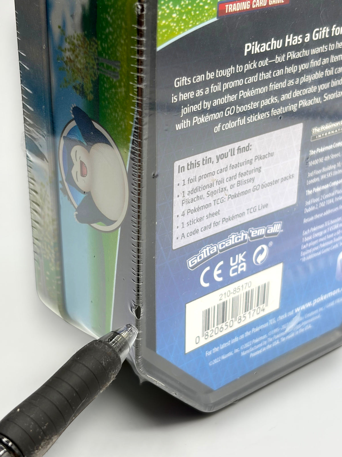 Lowkey Stock Pokemon TCG Pokemon GO Snorlax thin tin, factory sealed with product details on the back