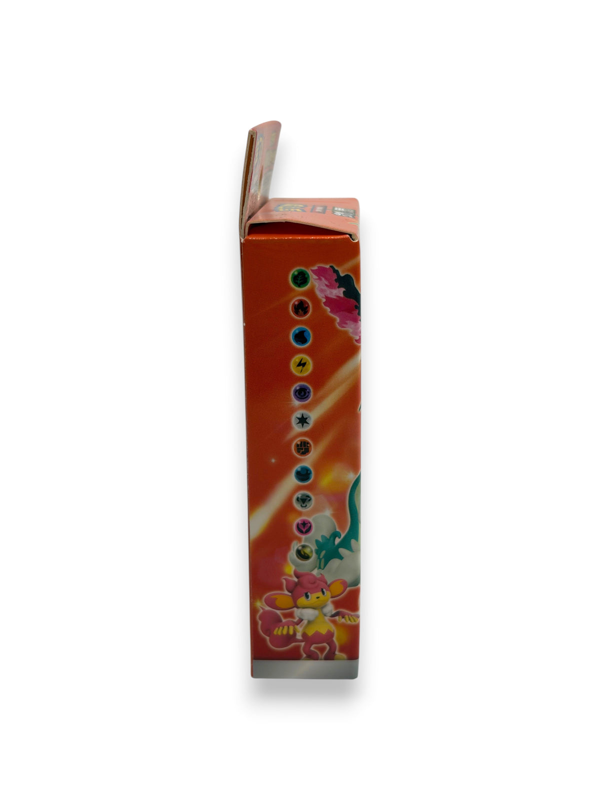 Lowkey Stock Pokemon TCG Sword & Shield Start Deck 100 CS4DAC side view showing energy symbols on orange box