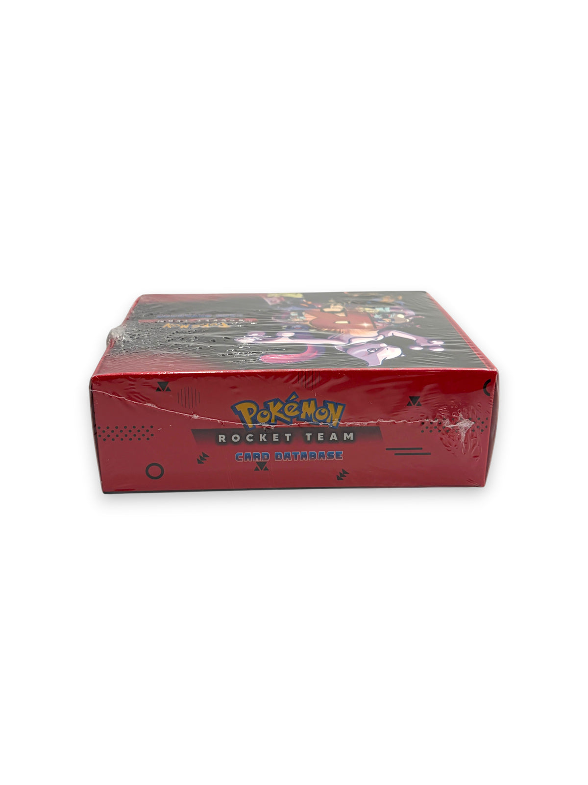 Lowkey Stock sealed Pokemon Team Rocket Database card box featuring Mewtwo artwork on a red background