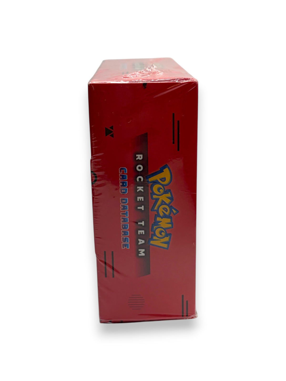 Lowkey Stock sealed Pokemon Team Rocket Card Database box featuring Mewtwo branding on a red background