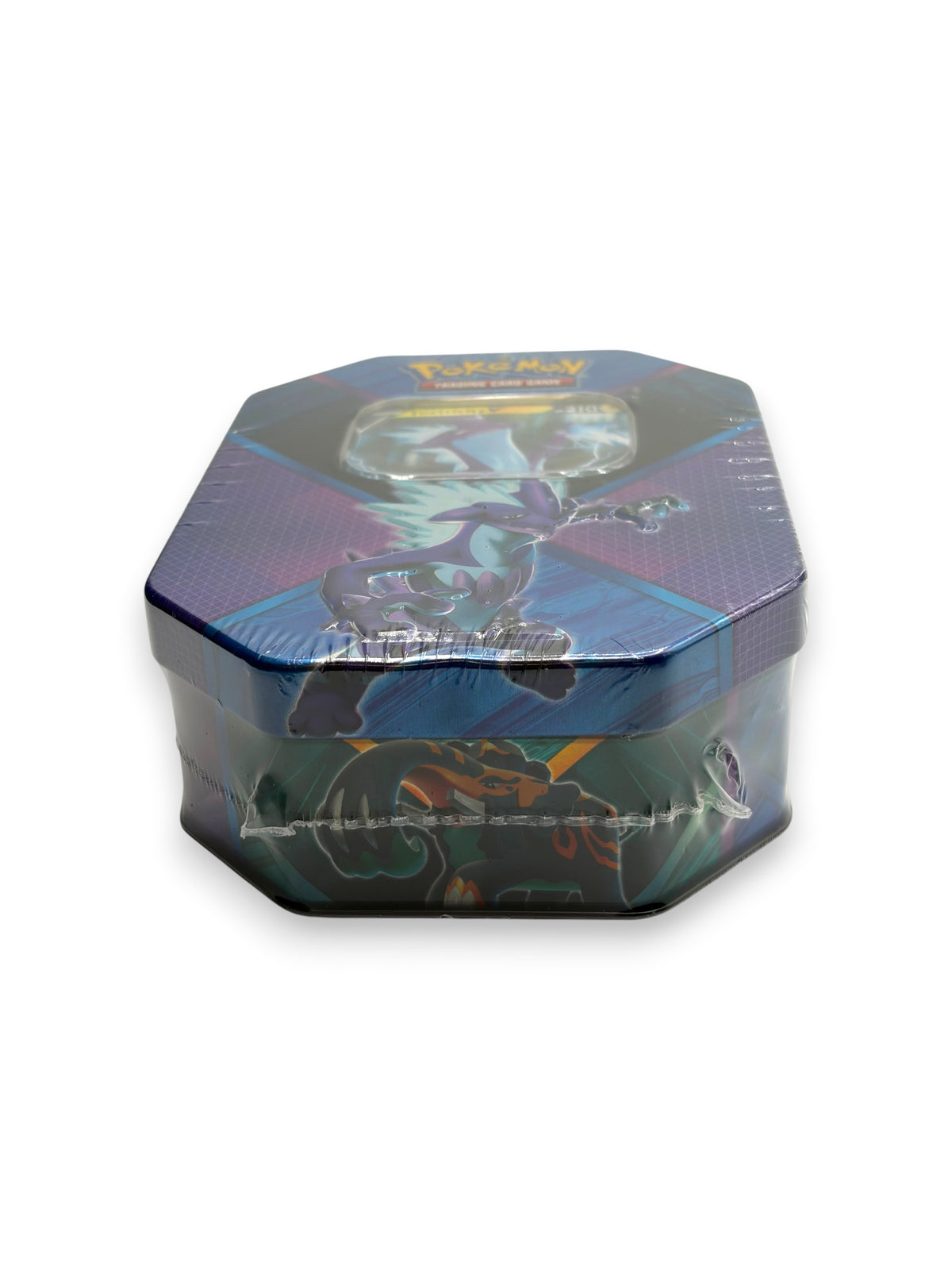 Lowkey Stock Pokémon TCG Galar Challengers Tin featuring Toxtricity V in blue and purple metal packaging
