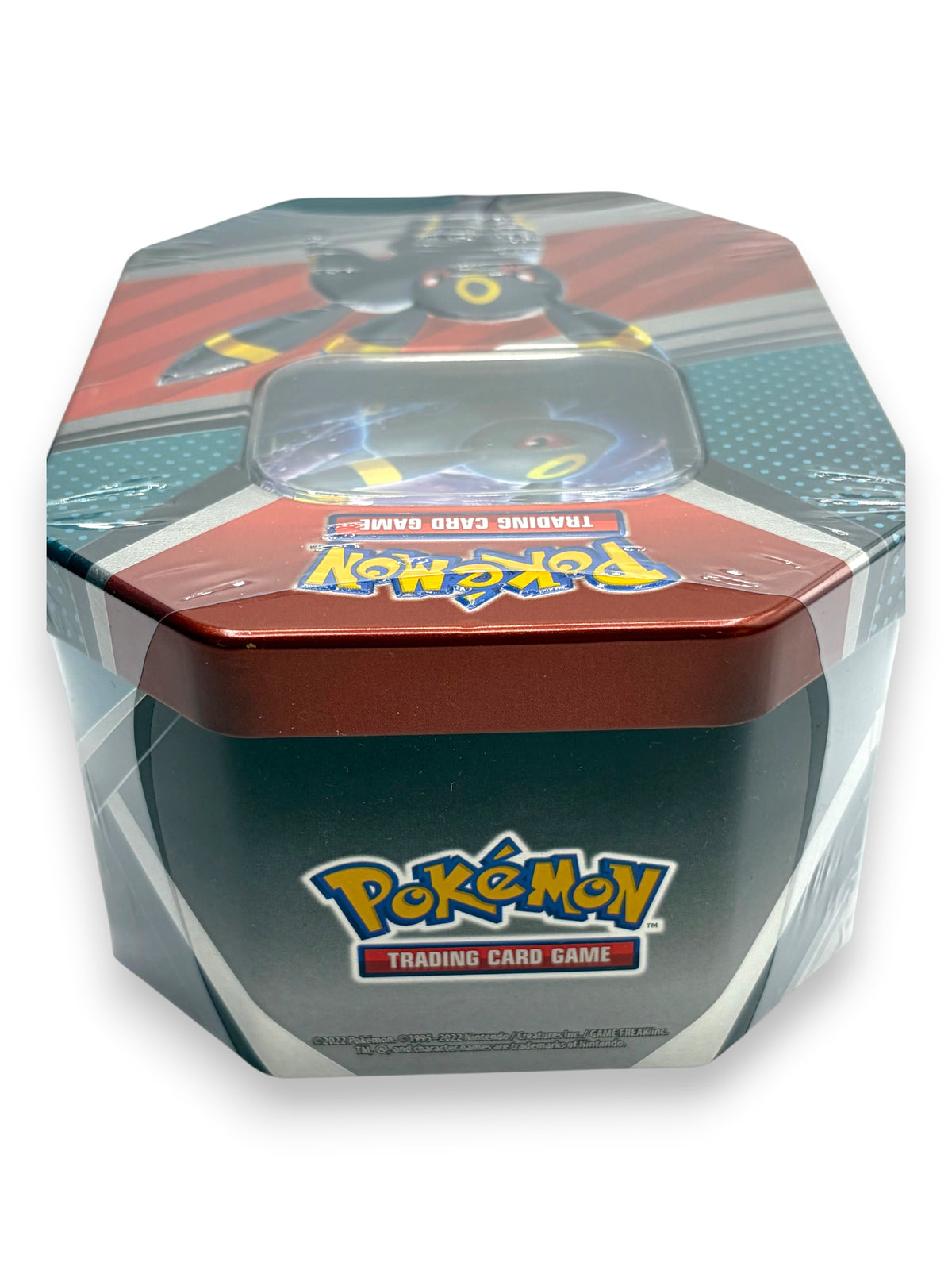 Lowkey Stock Pokémon TCG V Heroes Tin featuring Umbreon V with factory seal on a white background