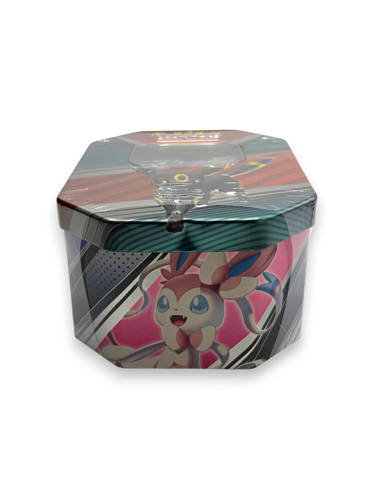 Lowkey Stock Pokémon TCG V Heroes Tin featuring Umbreon V and Sylveon artwork in factory sealed metal container