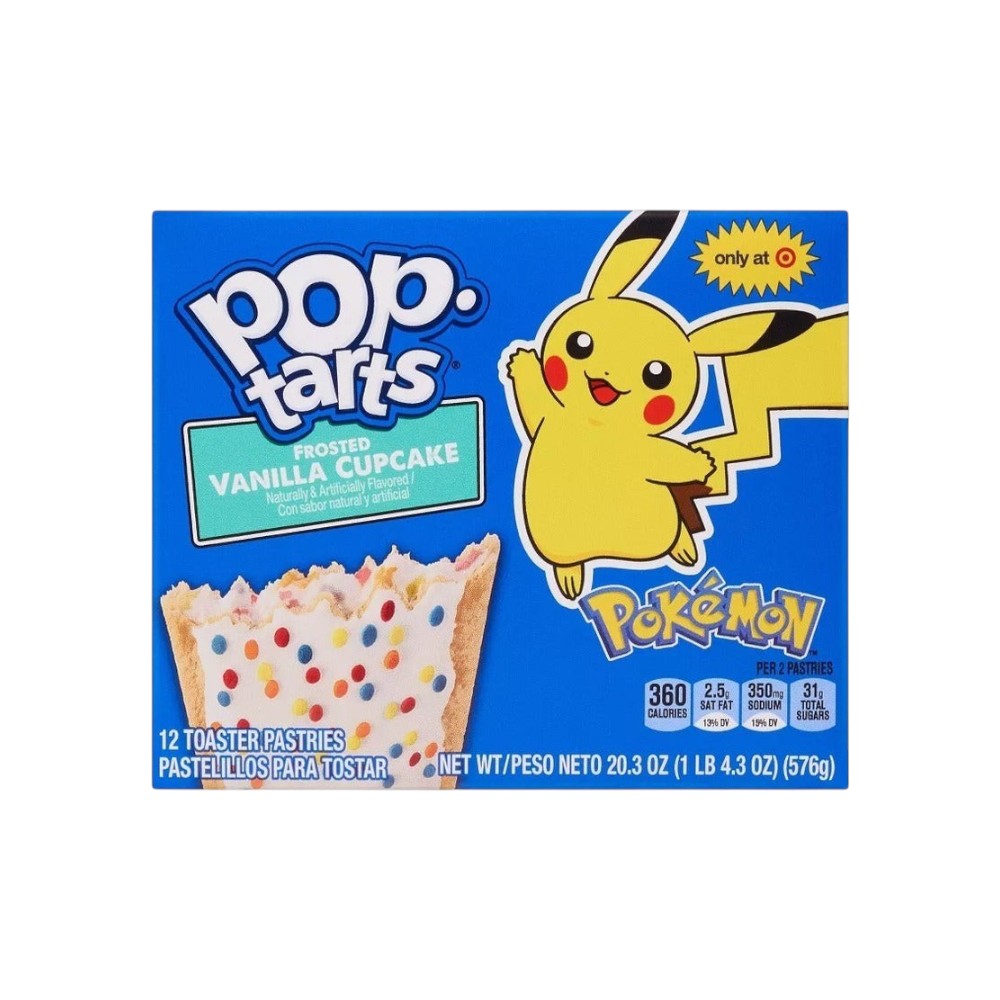 Lowkey Stock Pop-Tarts Pokémon Frosted Vanilla Cupcake toaster pastries box featuring Pikachu illustration
