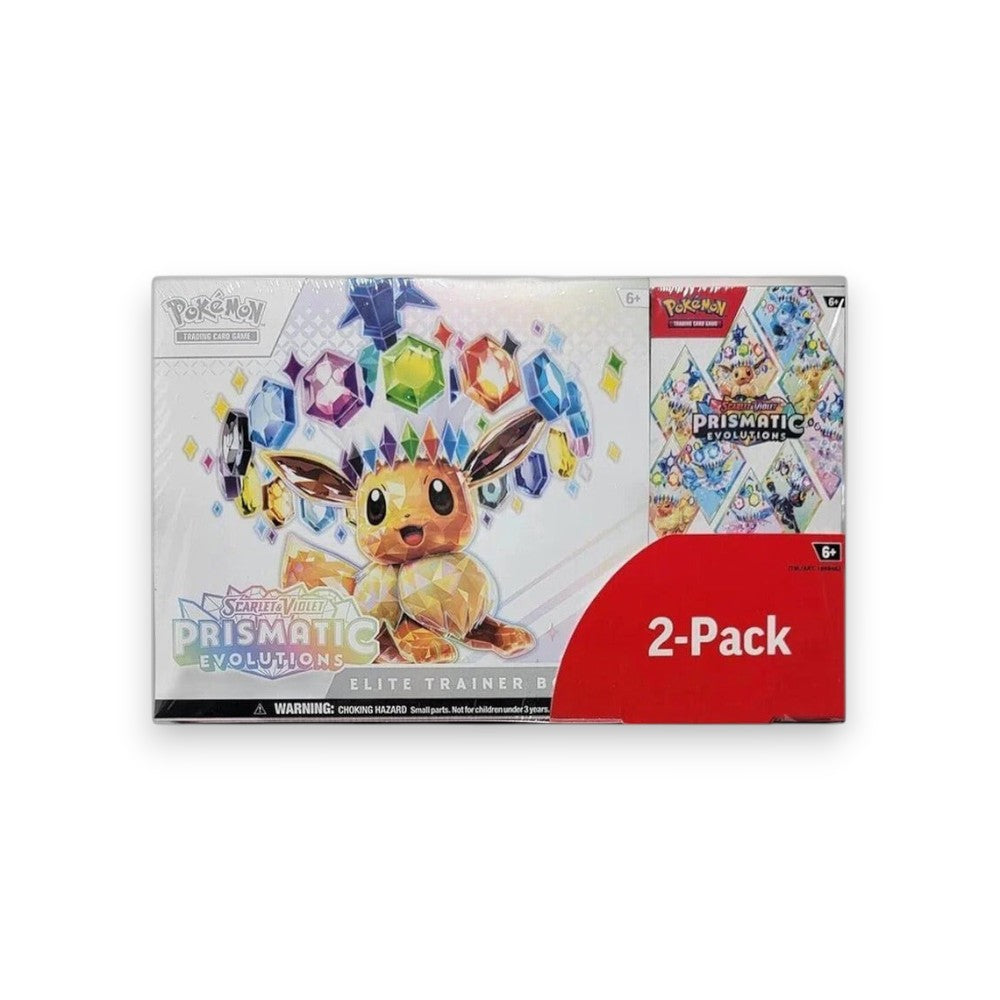 Lowkey Stock Pokémon TCG Scarlet & Violet Prismatic Evolutions Elite Trainer Box and Booster Bundle 2-Pack set