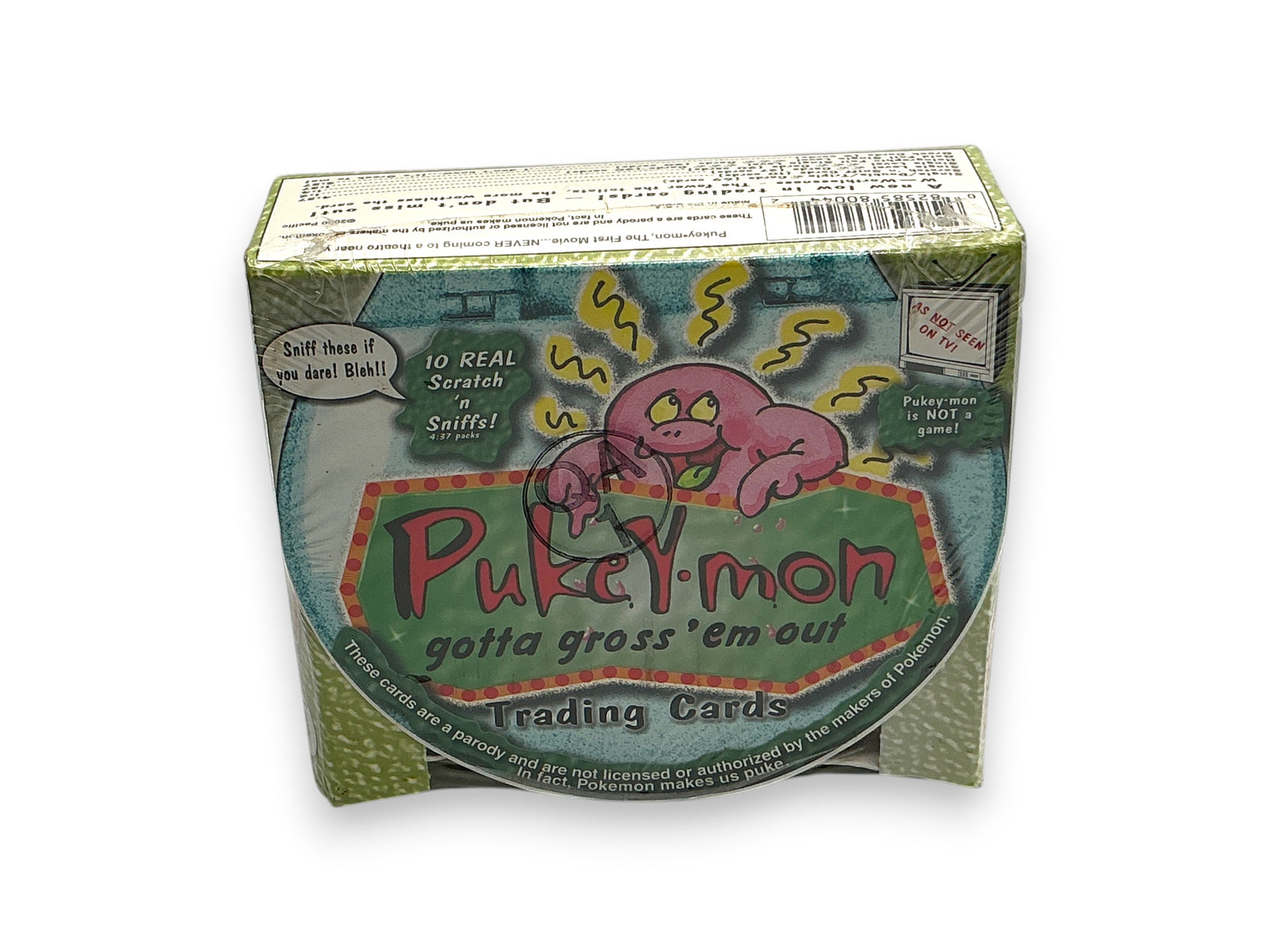 Lowkey Stock factory sealed Pukey-mon Gotta Gross 'em Out trading card box with 36 packs and scratch 'n sniff stickers