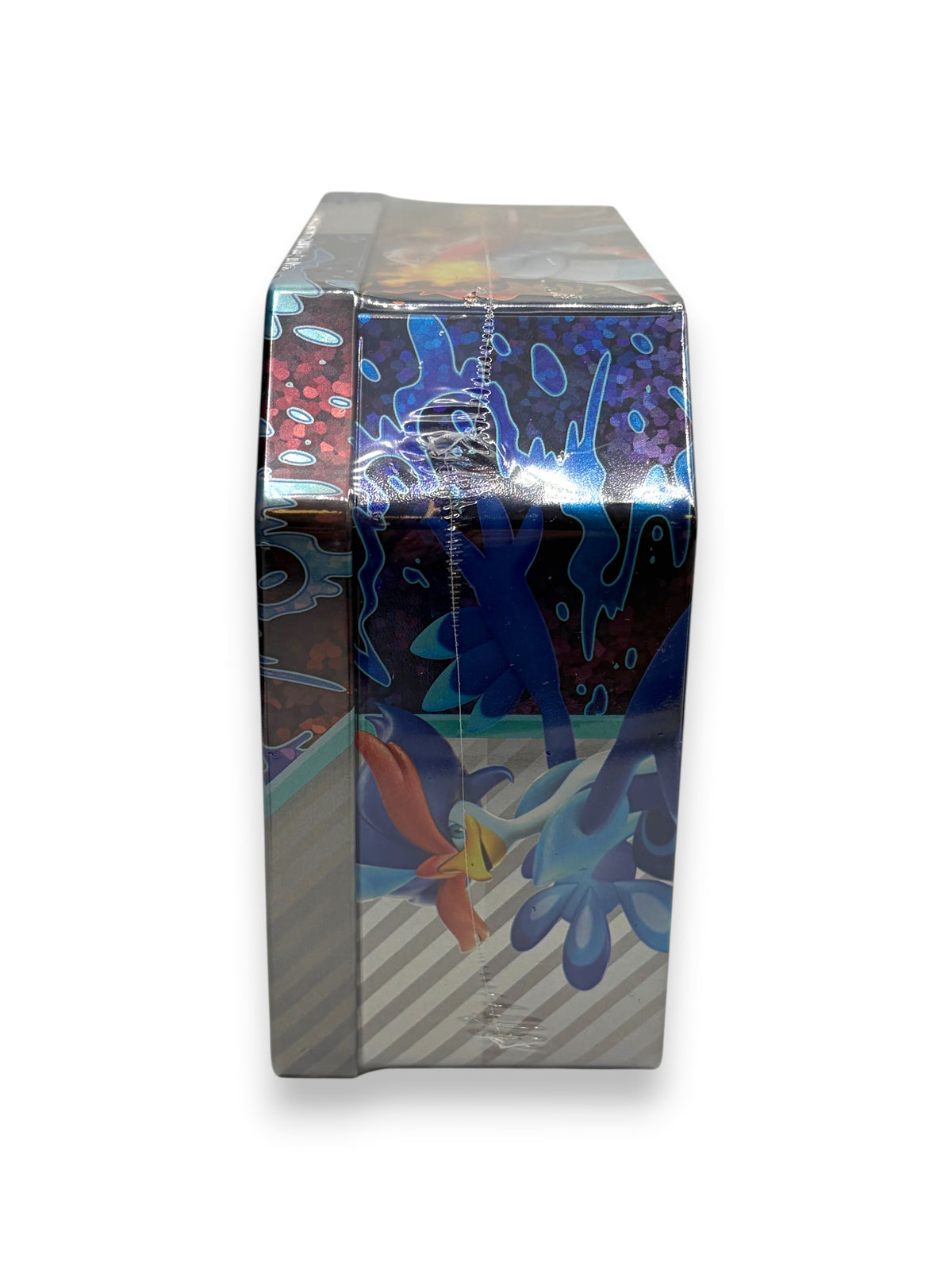 Lowkey Stock Pokemon TCG Paldea Partners Quaquaval ex tin featuring blue water-type artwork in sealed packaging