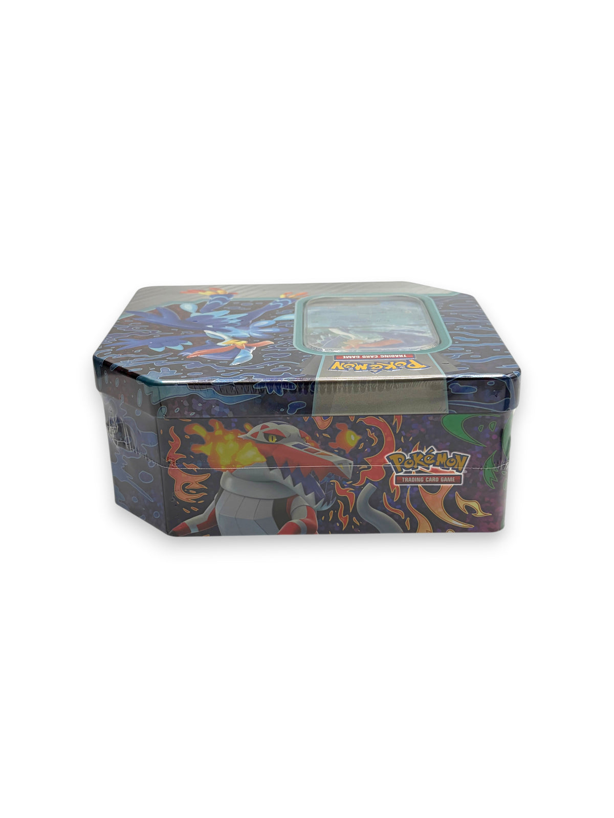 Lowkey Stock Pokemon TCG Paldea Partners Quaquaval ex tin featuring vibrant character artwork and sealed packaging