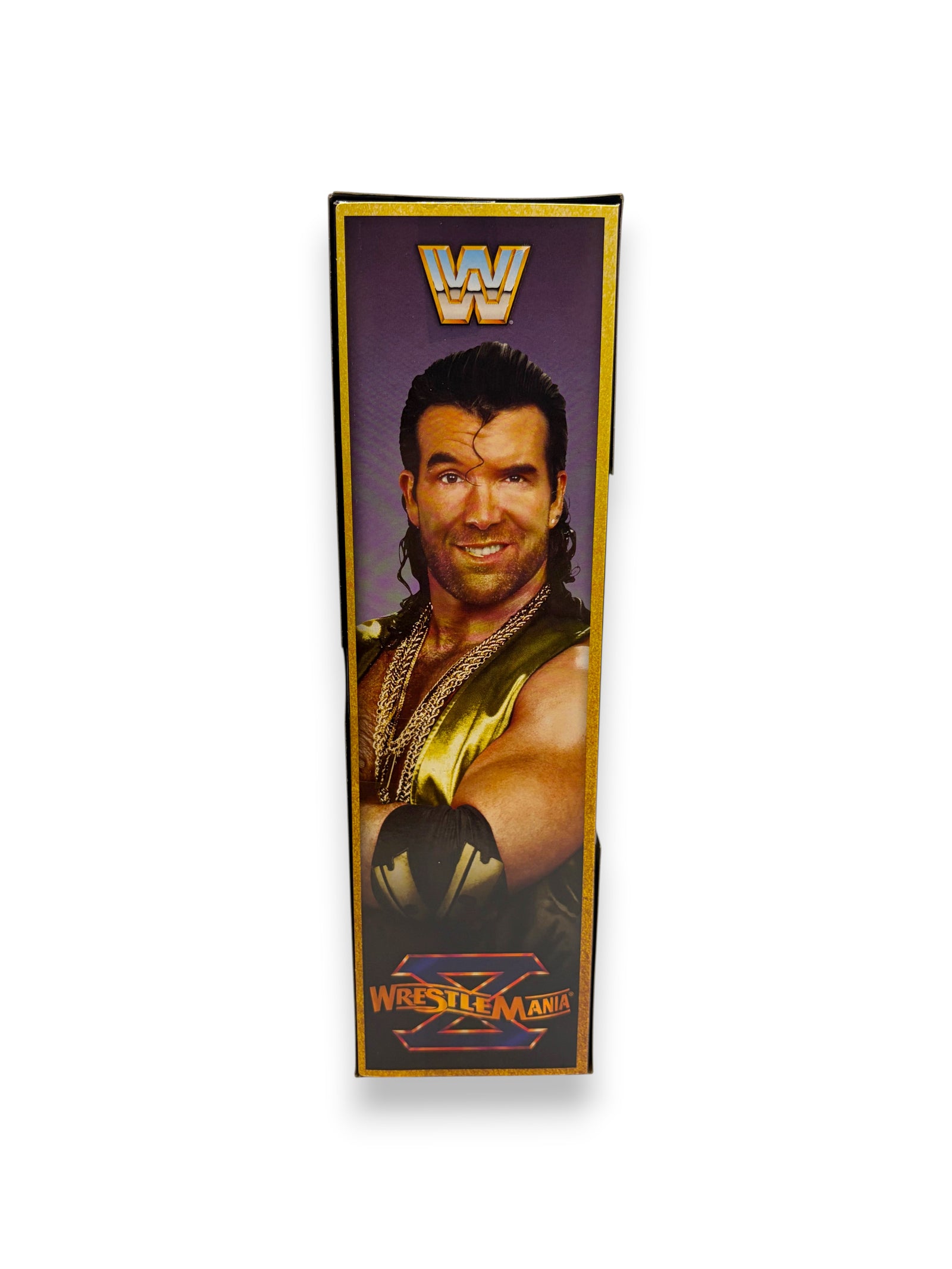 Lowkey Stock WWE Elite Wrestlemania X Razor Ramon action figure side packaging with character portrait