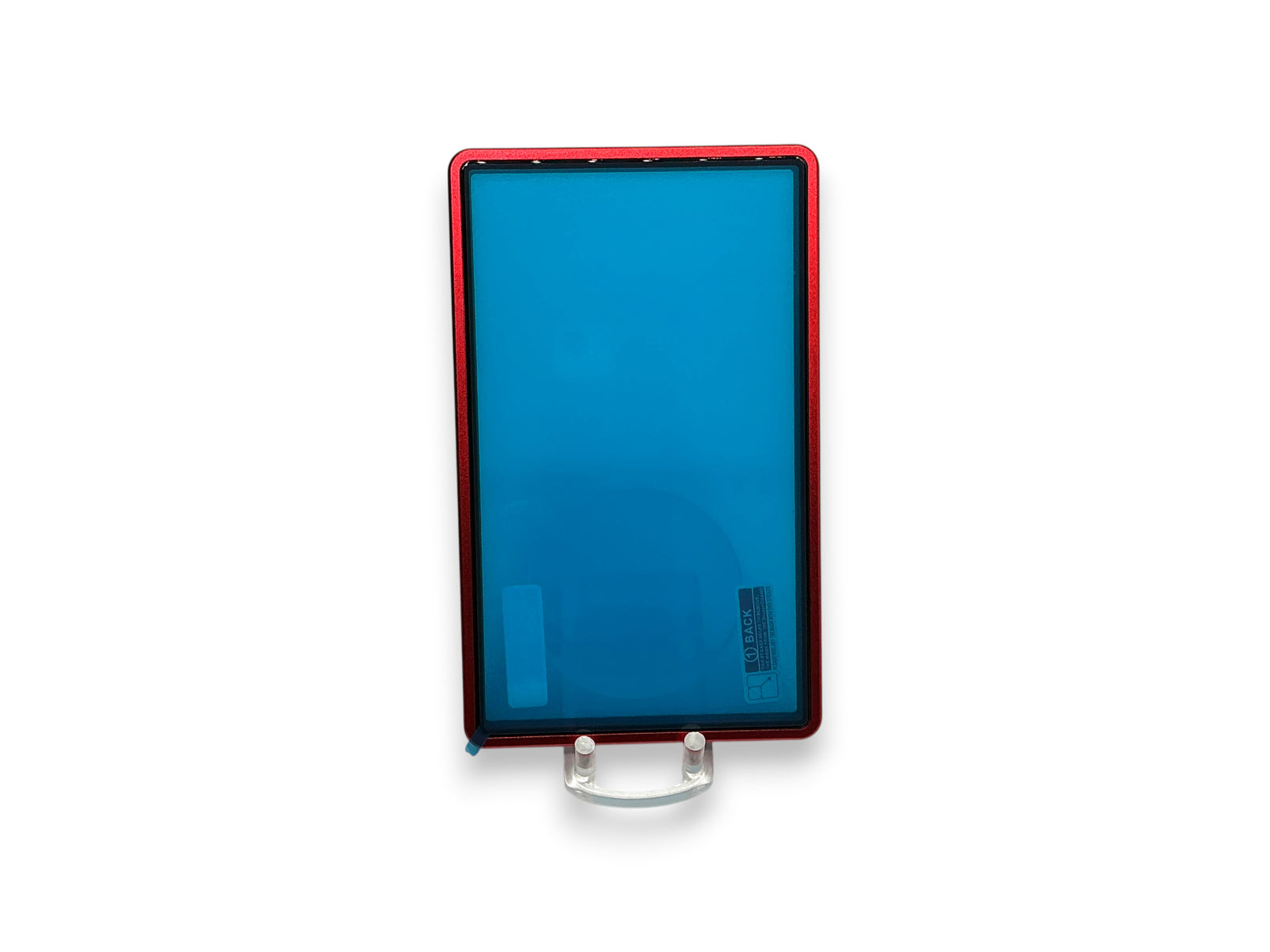 Lowkey Stock red magnetic metal bumper case for PSA graded trading card slabs with protective blue film
