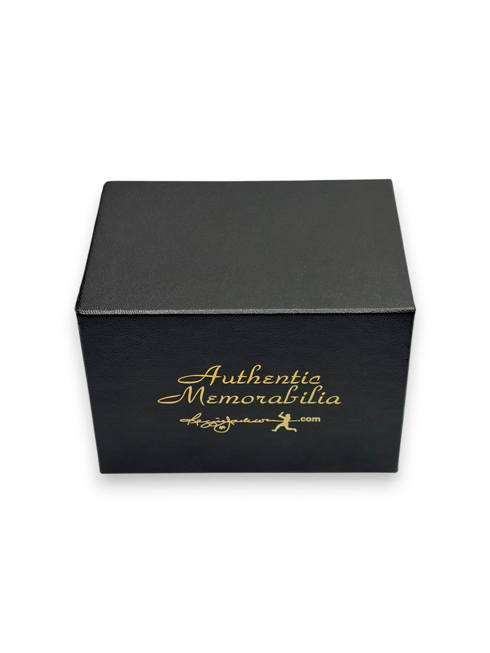 Lowkey Stock black commemorative box for Reggie Jackson autographed baseball with gold Authentic Memorabilia logo