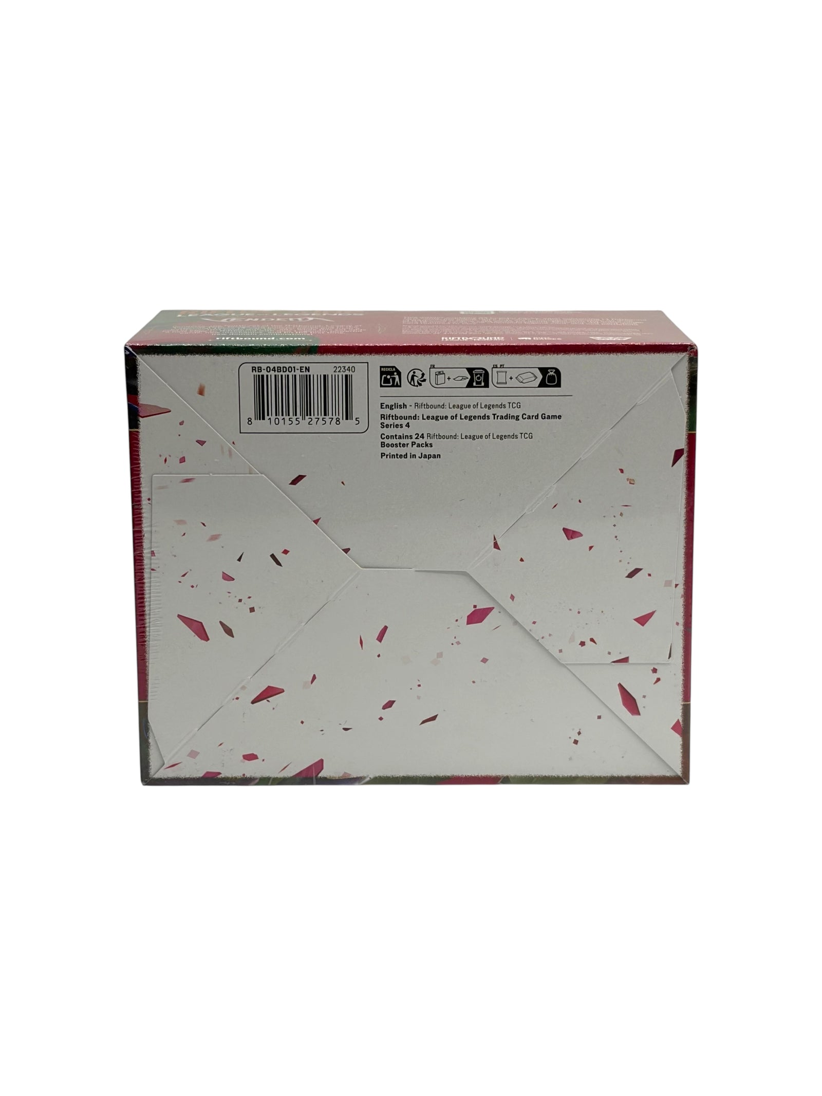 Lowkey Stock Riftbound League of Legends TCG Vendetta booster display box back view with barcode and product details