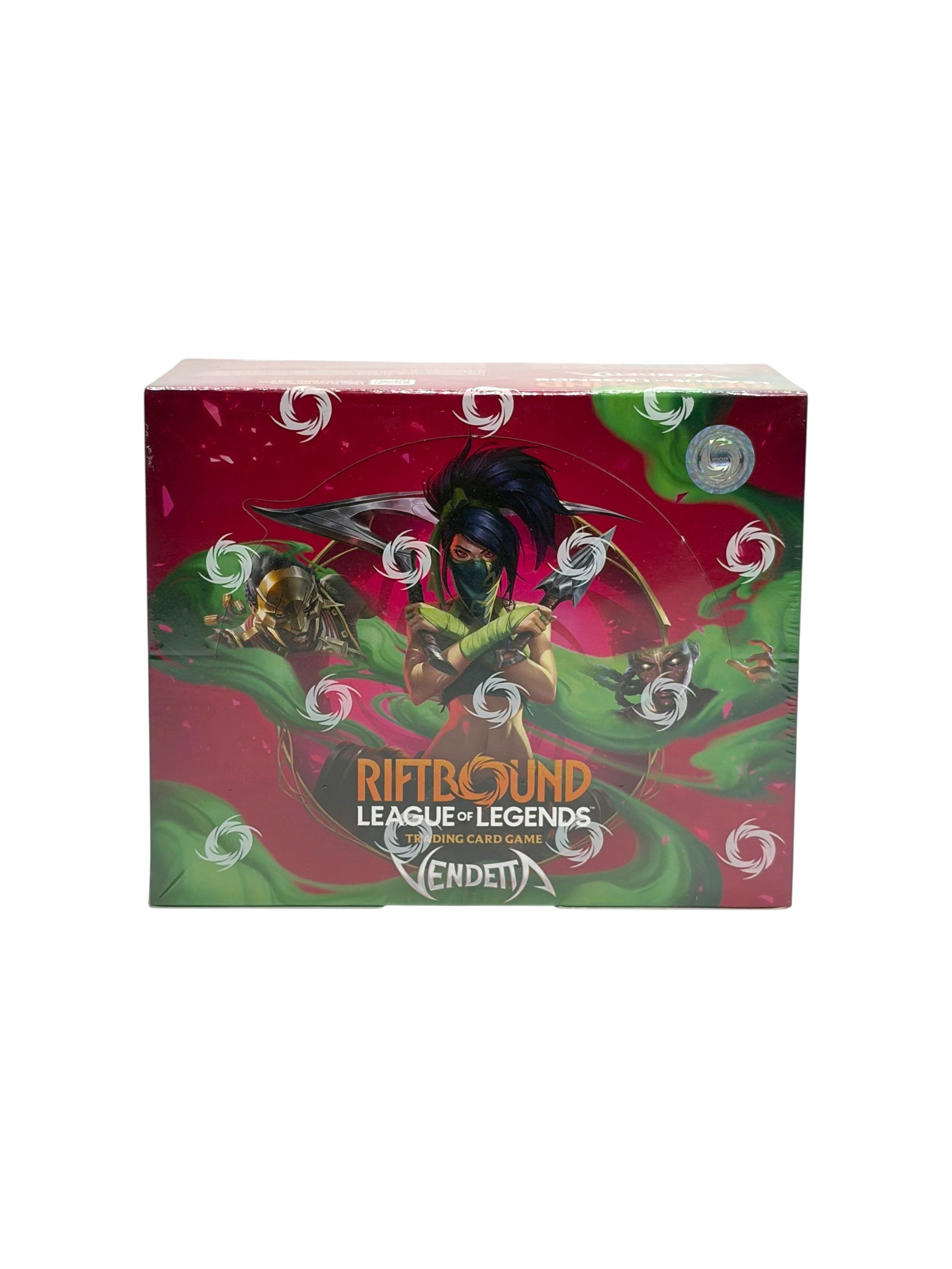 Lowkey Stock factory-sealed Riftbound League of Legends TCG Vendetta booster display box with Akali character art