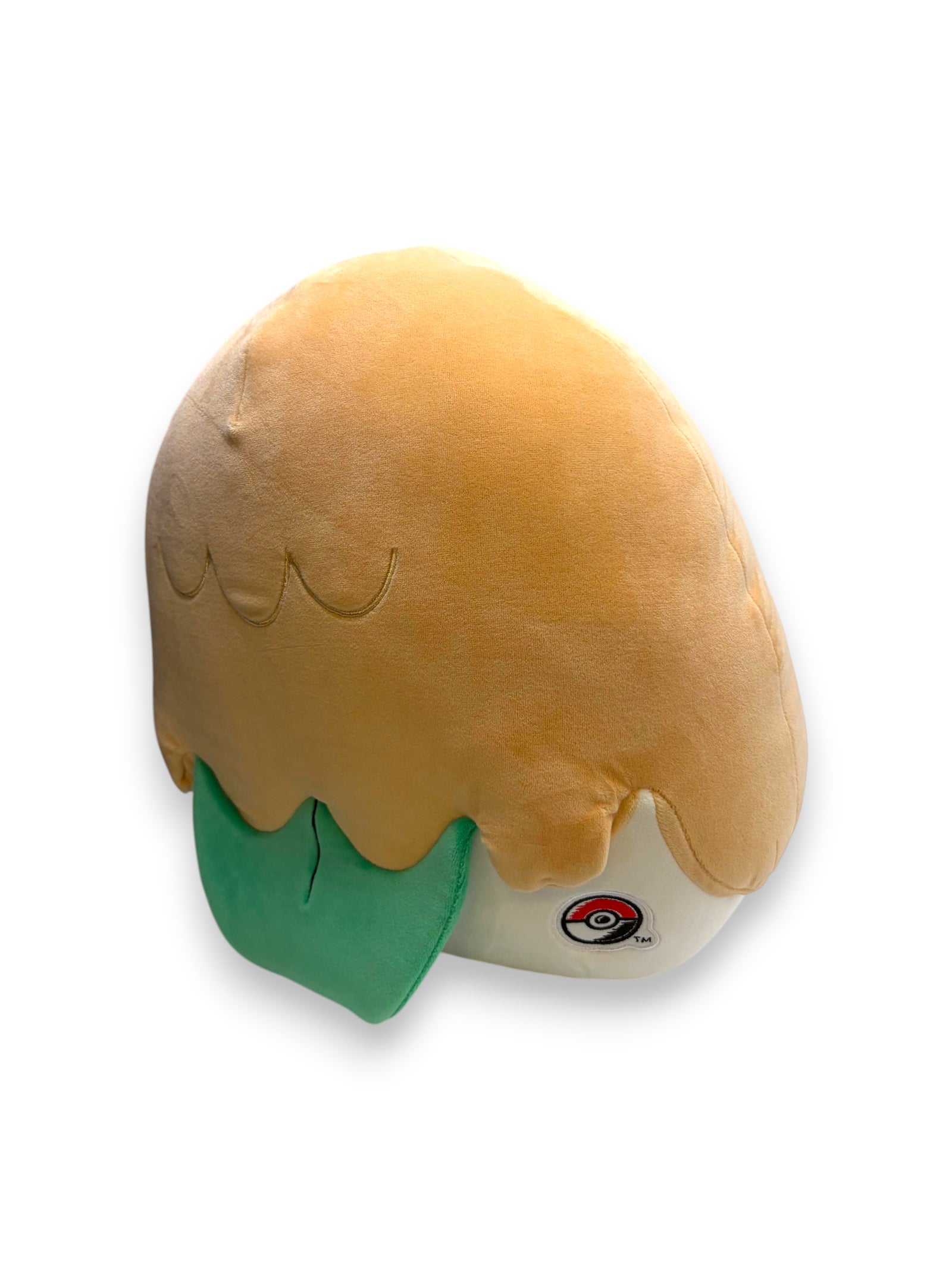 Lowkey Stock 14-inch Rowlet plush toy with ultrasoft tan and green fabric and official Pokémon Center tag
