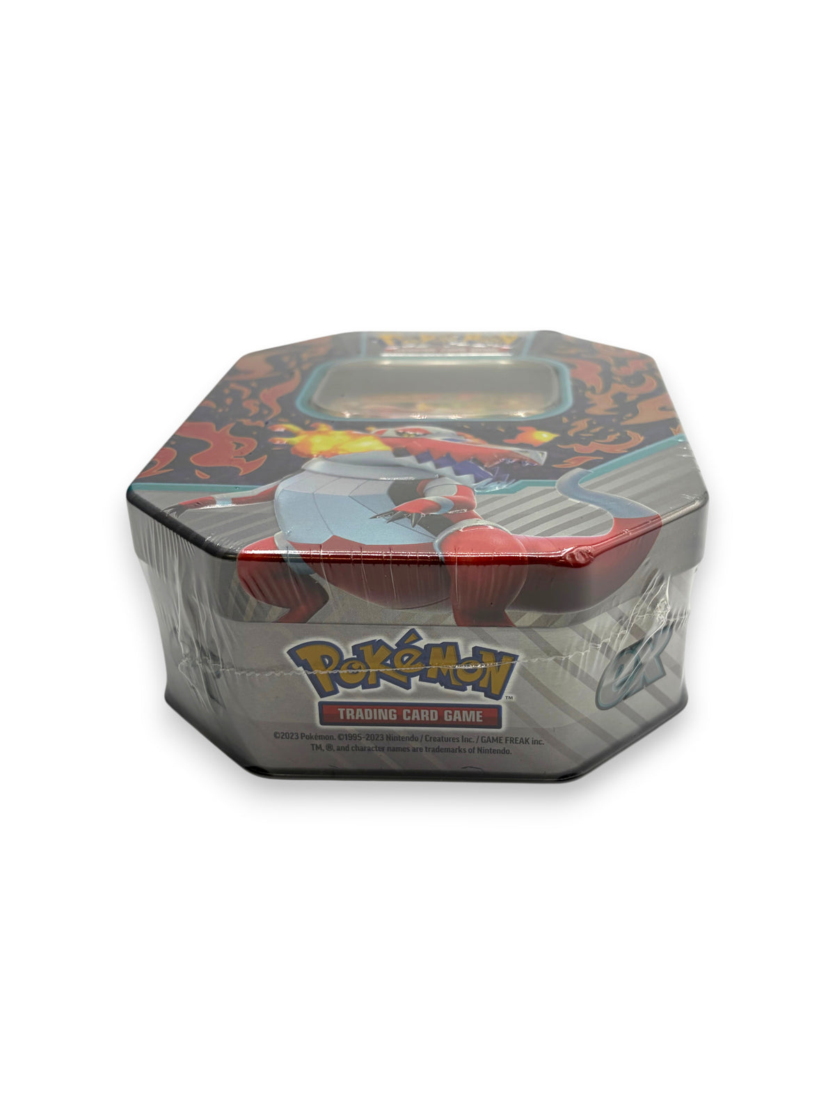 Lowkey Stock sealed Pokemon TCG Paldea Partners tin featuring Skeledirge ex character art on a metallic container