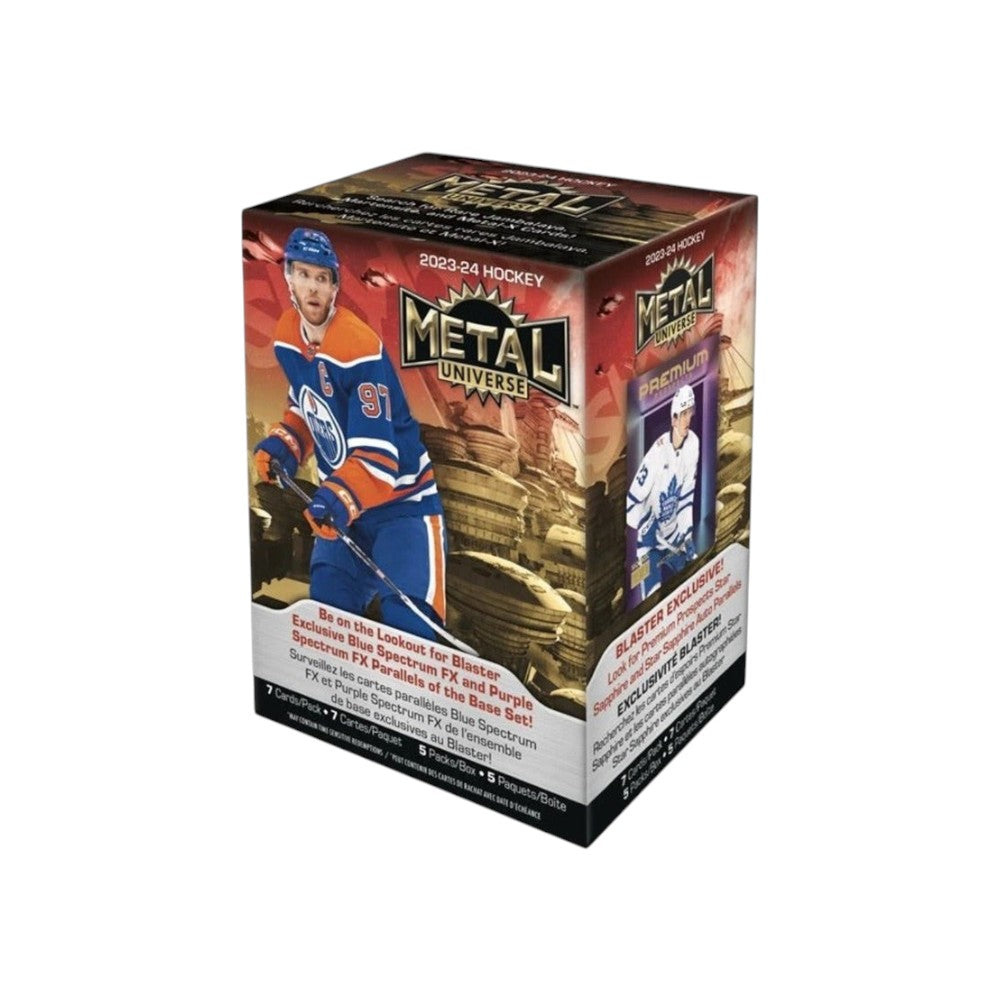 Lowkey Stock 2023-24 Upper Deck SkyBox Metal Universe Champions hockey trading card blaster box in factory packaging