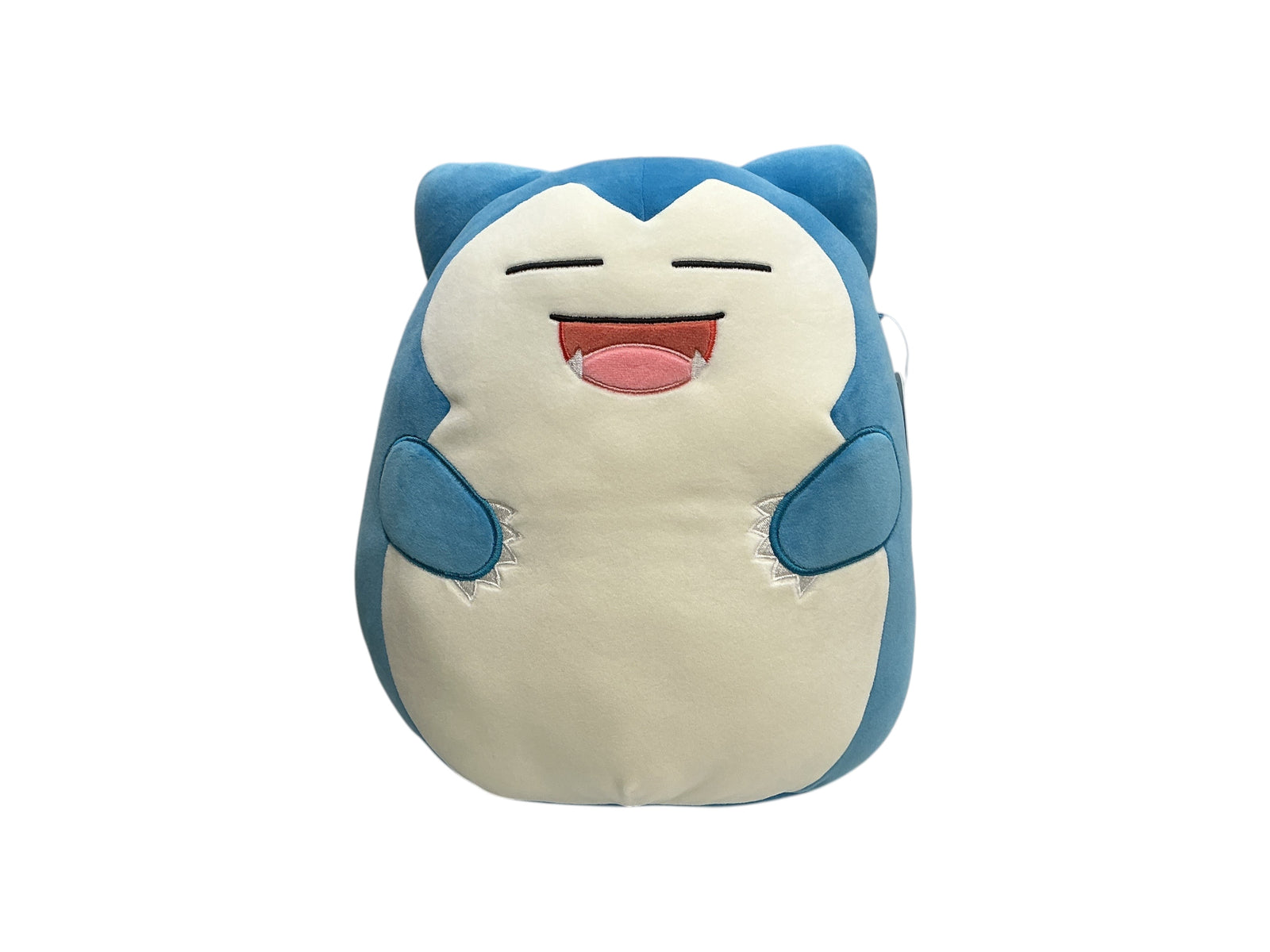 Lowkey Stock Snorlax Squishmallows plush toy with blue and cream soft fabric and a happy smiling expression