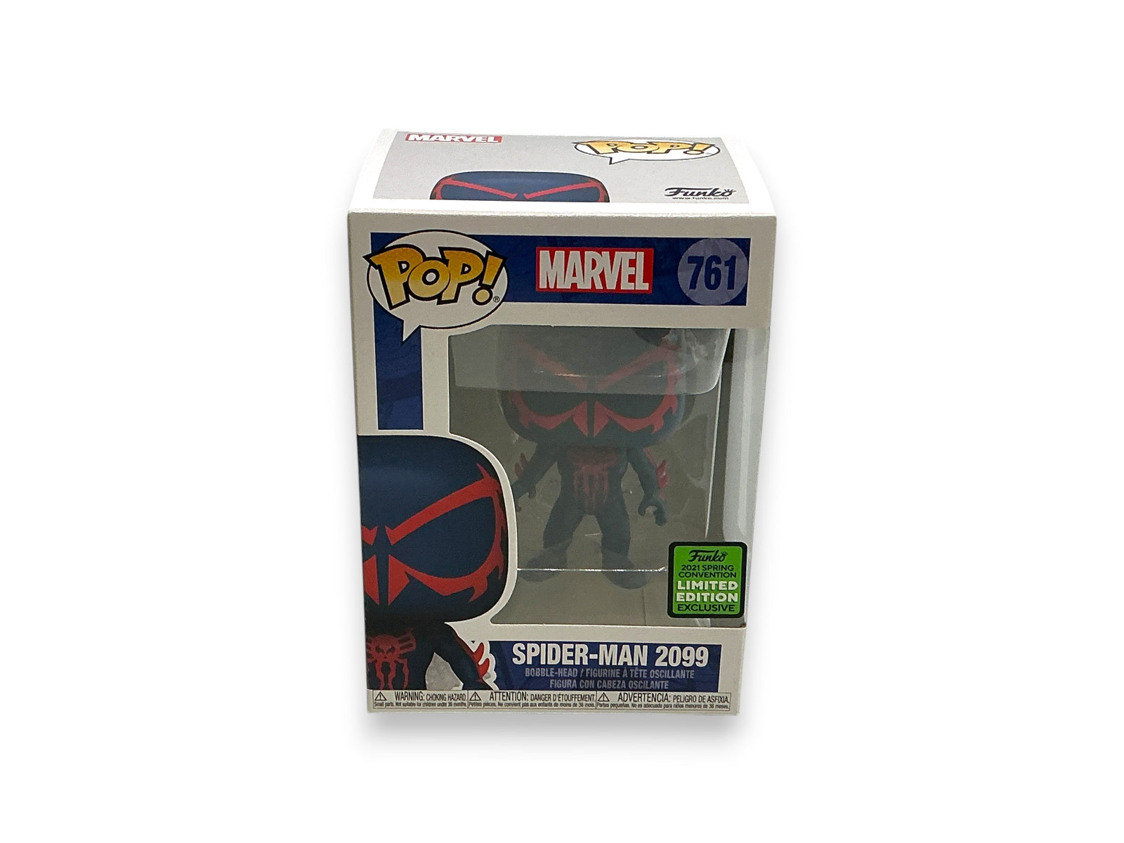 Lowkey Stock Funko Pop! Marvel Spider-Man 2099 #761 vinyl figure in 2021 Spring Convention Exclusive display box