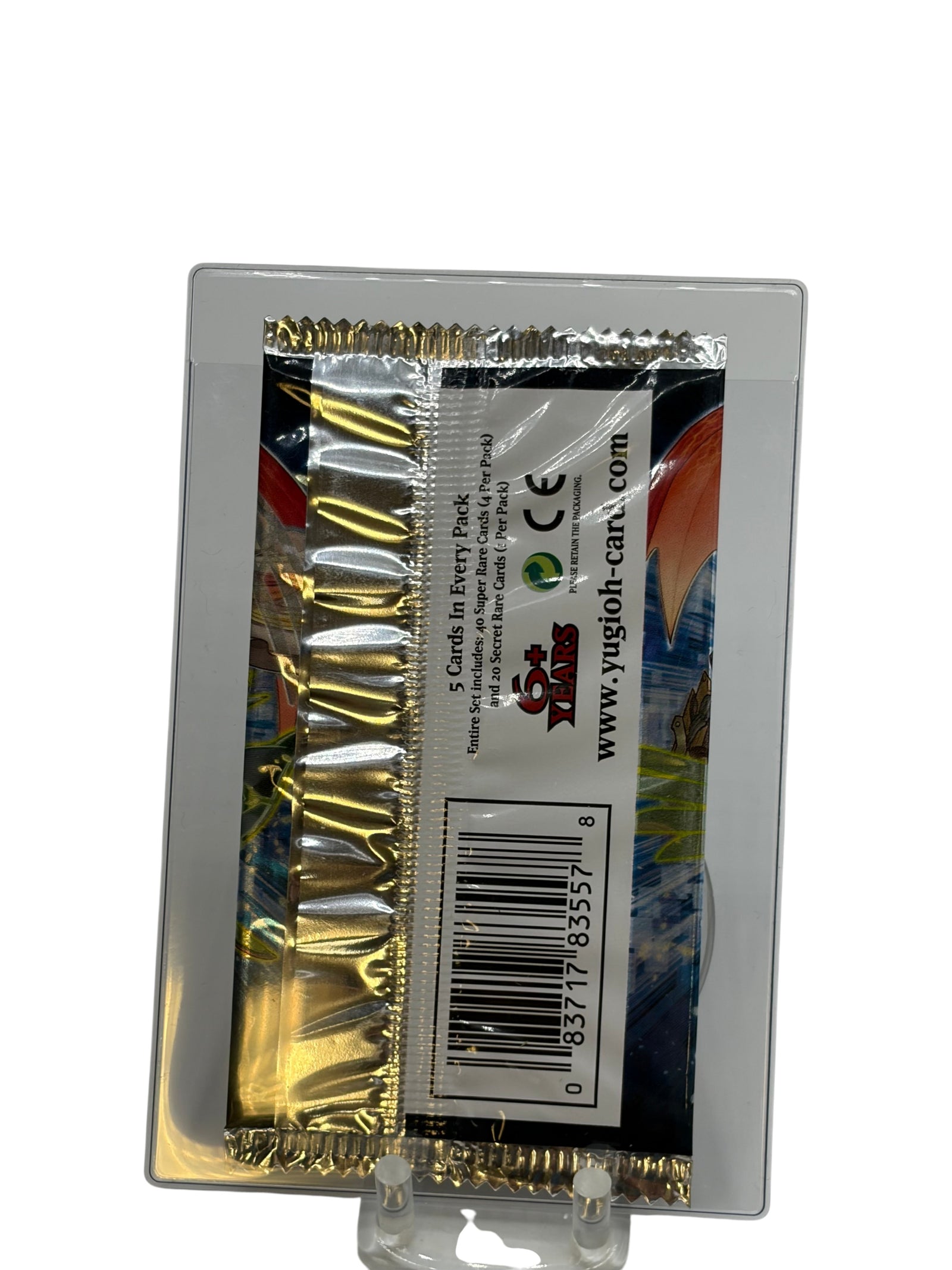 Lowkey Stock factory-sealed 1st Edition Yu-Gi-Oh! Spirit Warriors booster pack back view in protective case
