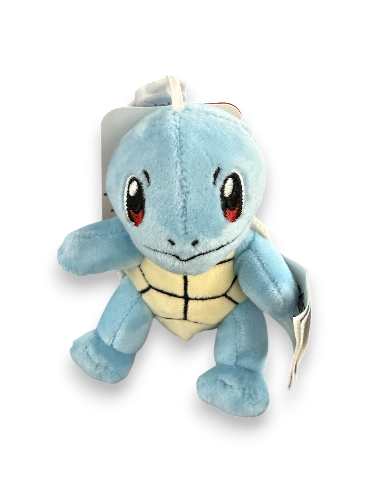 Lowkey Stock Squirtle keychain plush featuring soft blue fabric and a cream-colored shell with embroidered details.