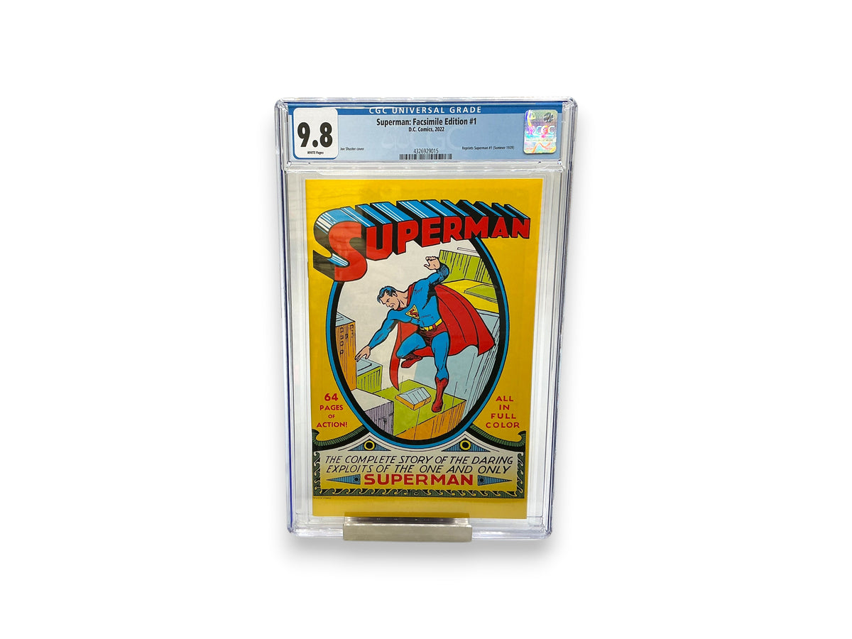 Lowkey Stock graded Superman Facsimile Edition #1 comic book in a CGC 9.8 slab with white pages