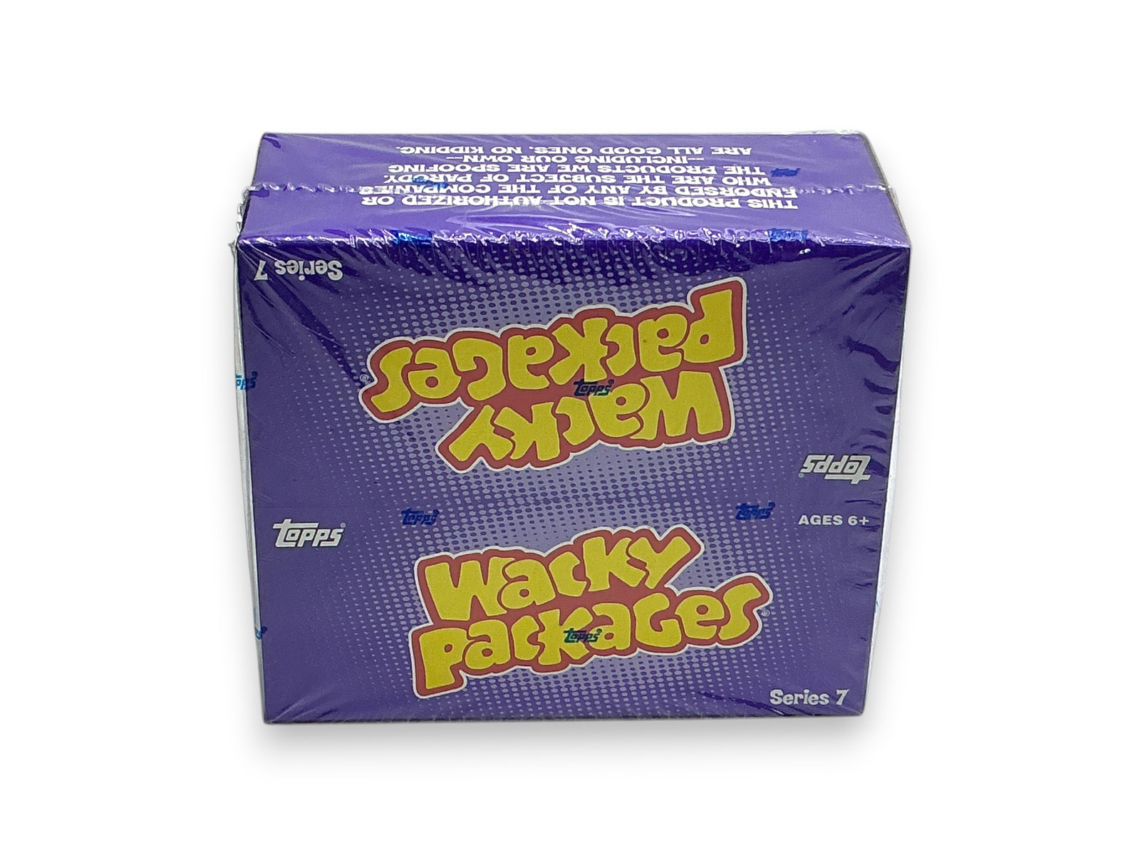 Lowkey Stock 2010 Topps Wacky Packages Series 7 retail box featuring purple packaging with yellow logo text