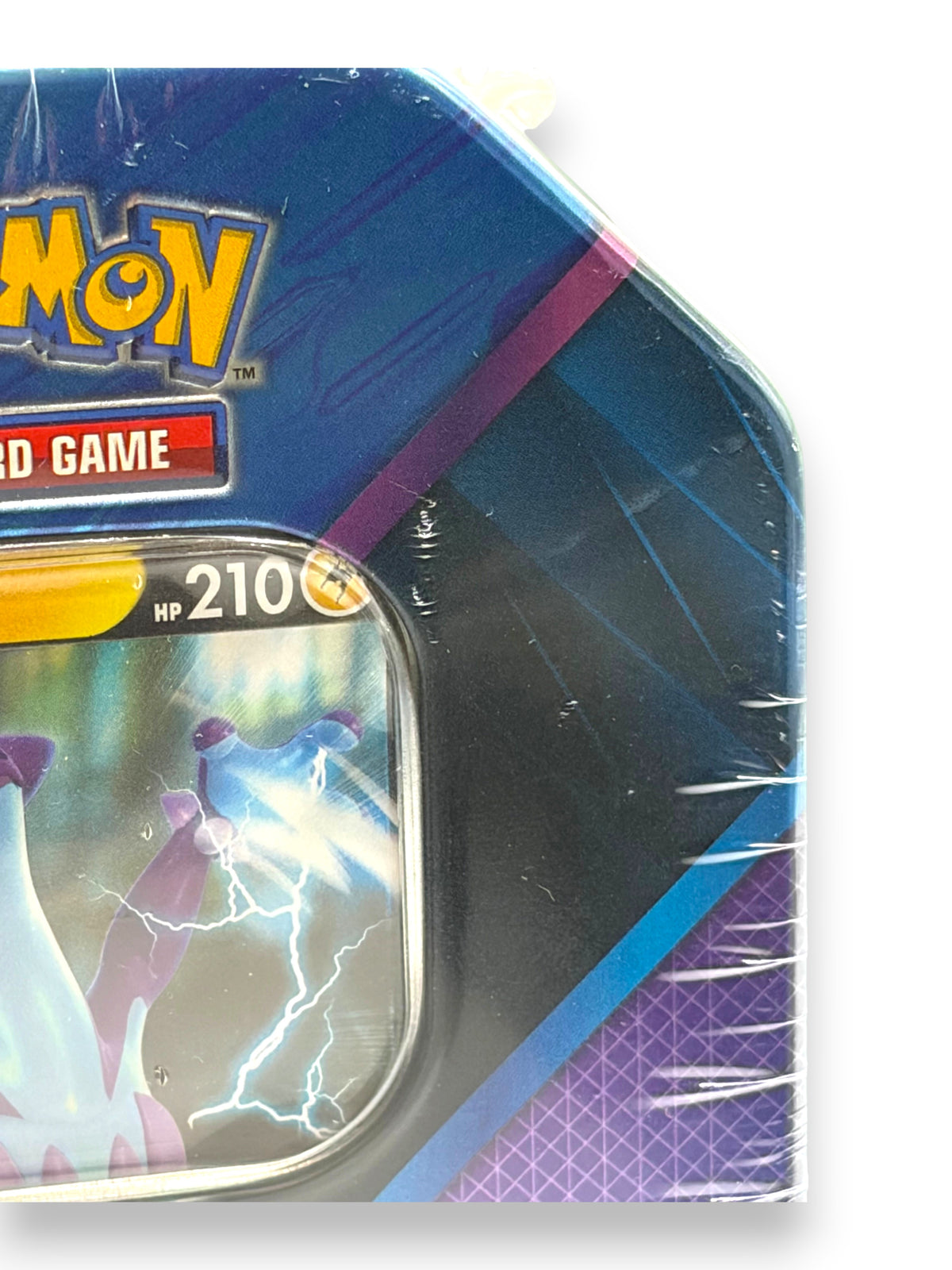 Lowkey Stock Pokémon TCG Galar Challengers Tin featuring Toxtricity V card in blue and purple metal packaging