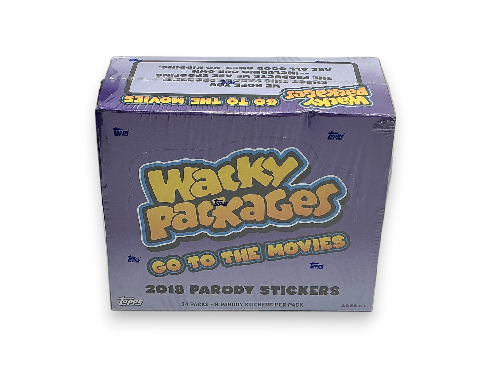 Lowkey Stock 2018 Wacky Packages Go To The Movies sealed hobby box featuring 24 packs of parody stickers