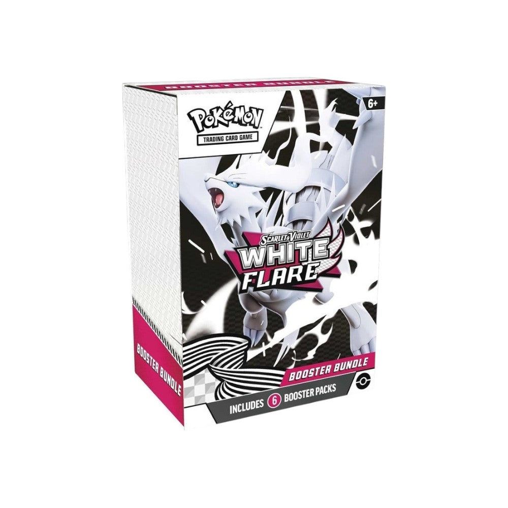 Lowkey Stock Pokémon TCG Scarlet and Violet White Flare booster bundle box featuring Reshiram artwork