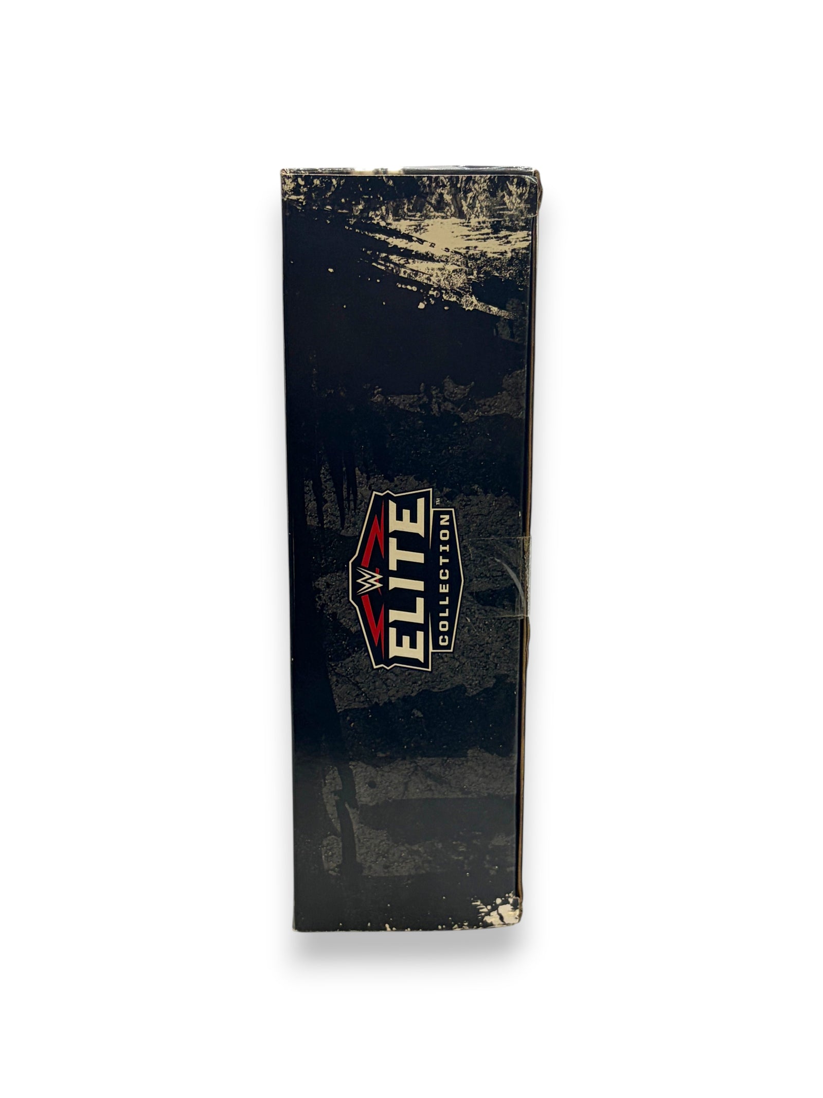 Lowkey Stock WWE Elite Collection wrestling figure packaging side view with black and gold distressed design