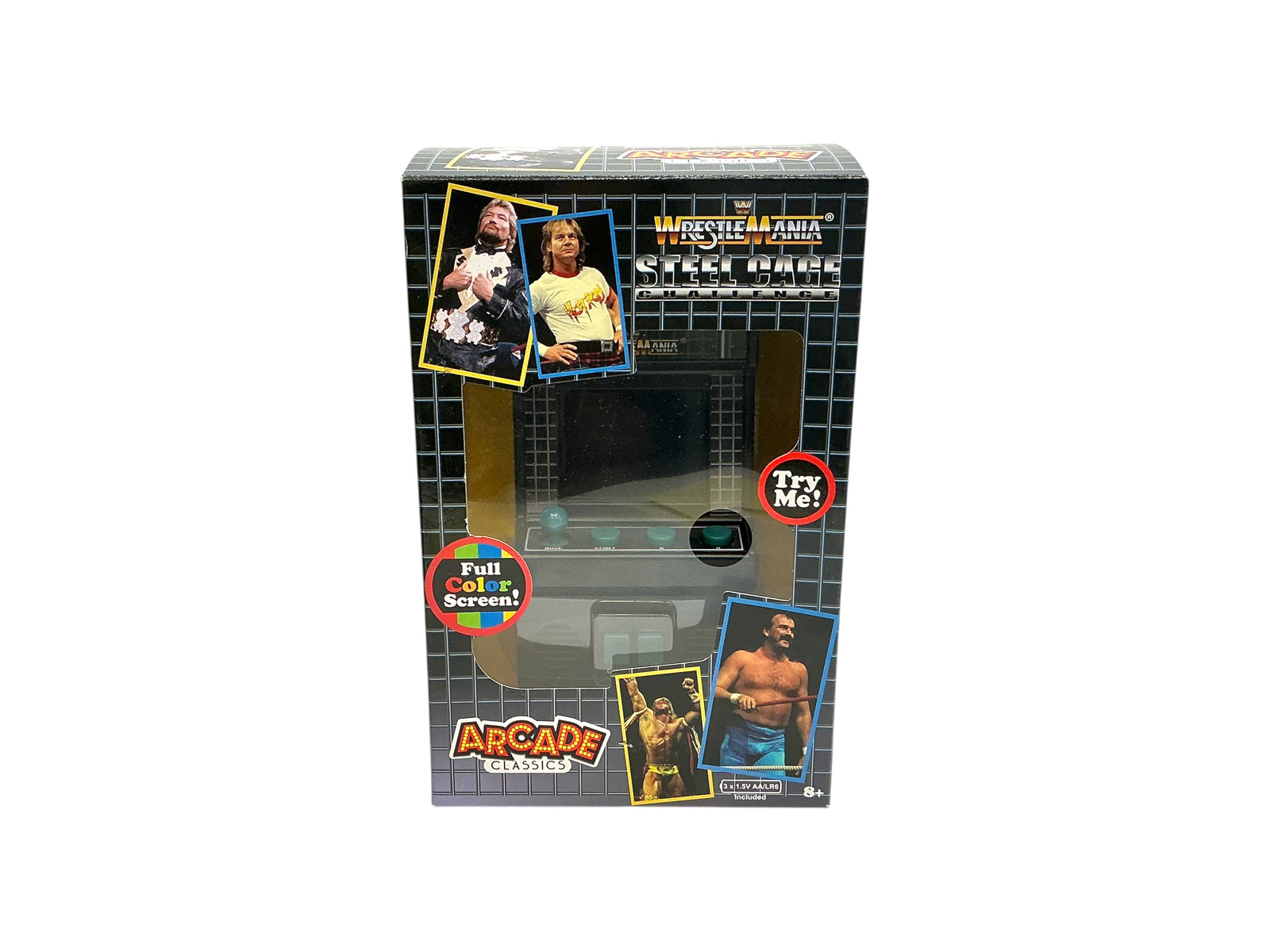 Lowkey Stock WWE Wrestlemania Steel Cage Challenge mini arcade game in original packaging with full color screen