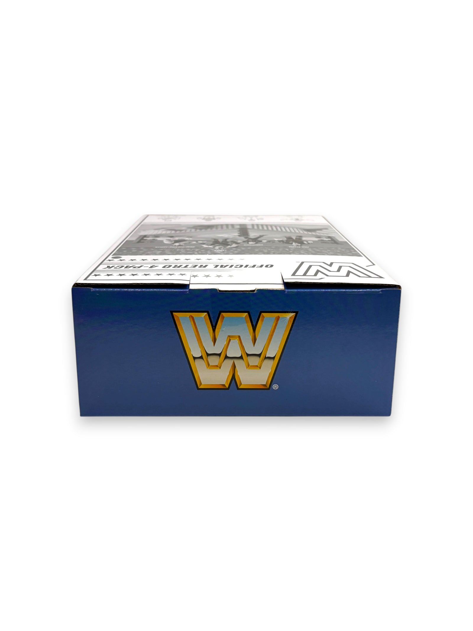 Lowkey Stock WWE WWF Retro 4-pack action figure box featuring Vader, Undertaker, Paul Bearer, and Jerry Lawler
