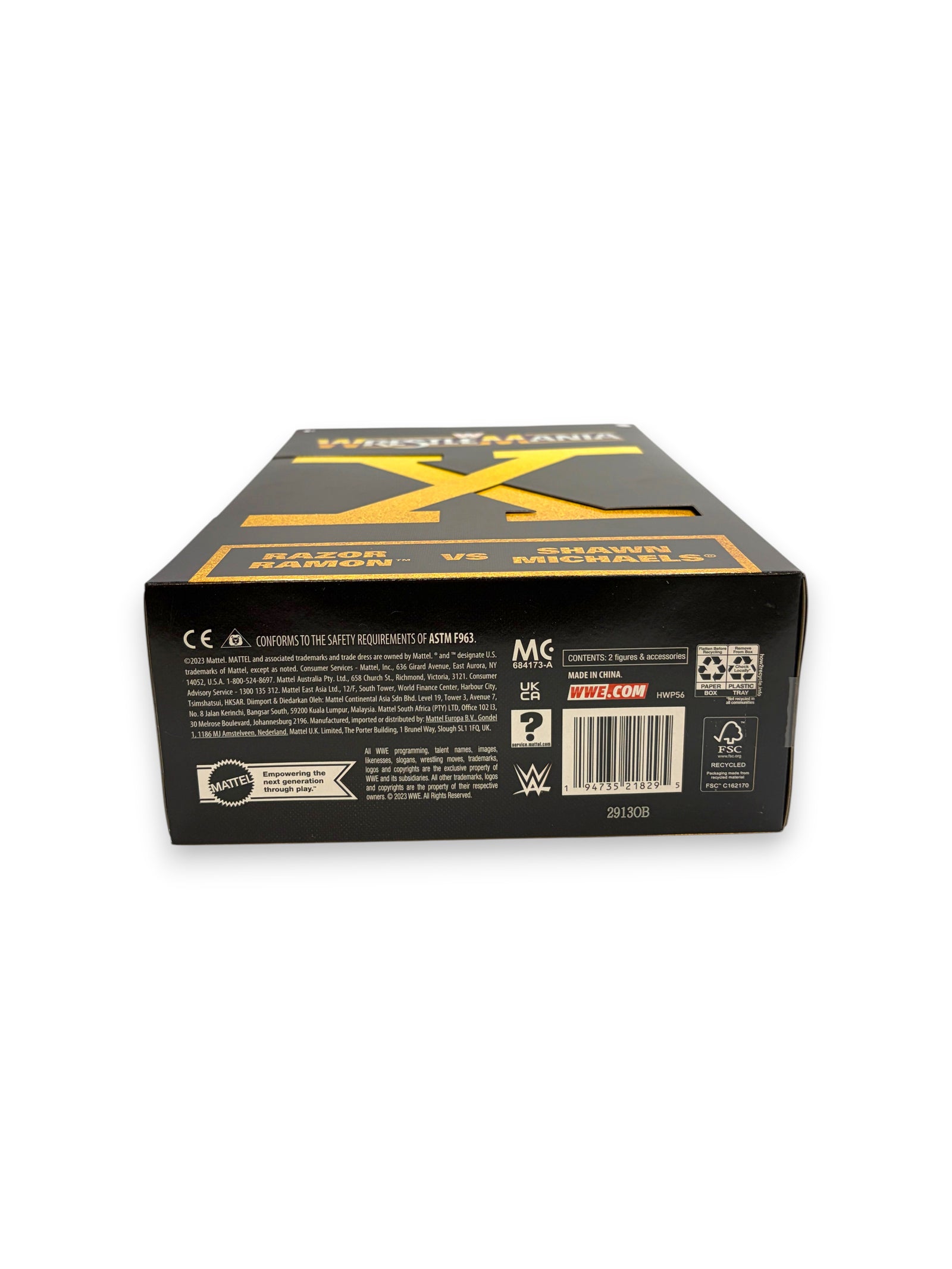 Lowkey Stock WWE Elite Wrestlemania X Shawn Michaels vs Razor Ramon 2 pack action figure box bottom view